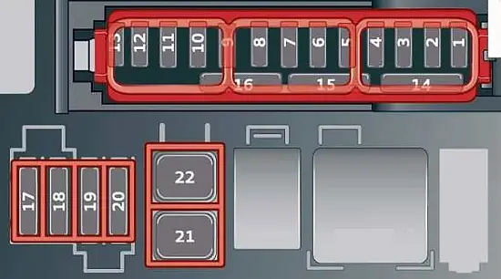 Audi e-tron (2021-2022) - caja de fusibles y relés