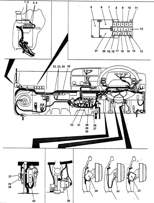 Mitsubishi Canter 6 (1993-2002) - caja de fusibles y relés